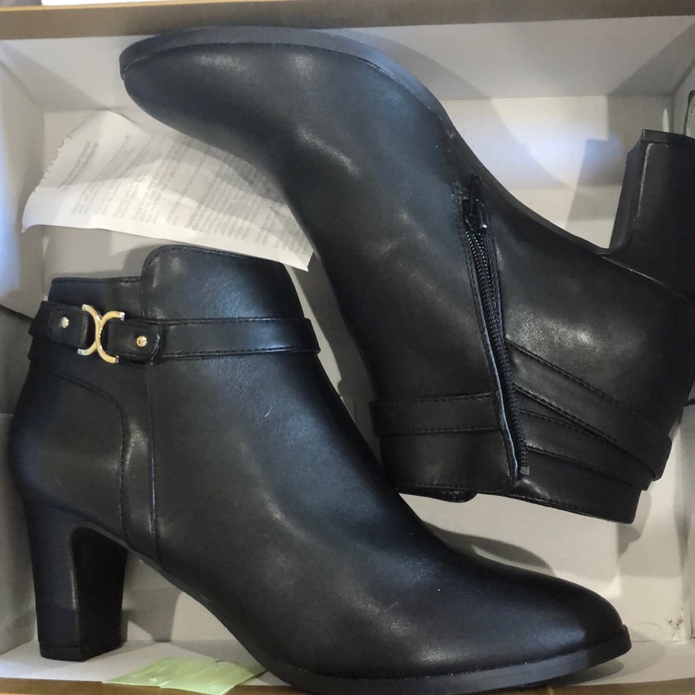 Booties with leather strap detail